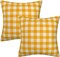 Yellow and White Buffalo Check Plaid Throw Pillow Cover Farmhouse Decorative Throw Pillow Case Indoor Outdoor Cushion Cover Pillowcase for Sofa 18 x 18 Inch Set of 2